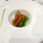 シェラトングランデ・トーキョーベイ・ホテル - フォアグラのポワレ 赤ワインビネガー風味の千葉産コシヒカリの豆乳リゾット テリヤキソースと山葵のアクセント