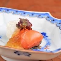 マスの昆布〆と養老豆腐
