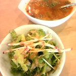 しげ老鮨 - おいしいミネストローネとサラダ