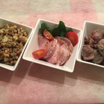 マメナカネ惣菜店 - ４月　テイクアウトで、砂づりコンフィ、自家製ハム、レンズ豆