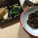 海さくら - 若竹煮・野菜の煮びたし
      茄子のそぼろ味噌かけ