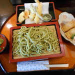 星野温泉 池の山荘 - 冷やし茶うどんと天麩羅定食、1200円