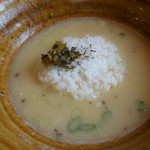 もんど - 鶏白湯スープにごはんを入れて、おじや風に　2017.5