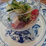 Chez Hori - シェ・ホリ - ランチコース前菜：讃岐サーモン、生ホタテ、京筍