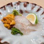 うを徳 - 2017.5 大分城下鰈2.1キロもの お造り、釧路バフンウニ