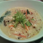 空と大地のトマト麺 Vegie  - 【2012年01月】豆乳キノコ麺とリゾットおむすびのセット＠750円。
