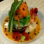 魚酔庭 - これで１１００円！？！？
      春キャベツと海老ホタテテリーヌ和風ビスクソース