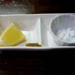 らあめん サンド - 薬味（レモン、海塩ぬちまーす、ゆず胡椒（2017年5月11日）