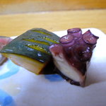 ふく田 - お通し（南瓜、煮蛸）