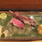 丸長寿司 - マグロ炙り＋シャコ