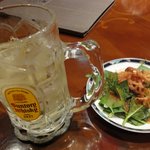 翠園 - ランチコース一品目、サラダが美味しい！もちろんハイボールは別オーダー（笑）