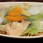 翠園 - コースに追加した海鮮焼きそばです。えび、ホタテ、いかが美味しい～