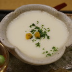 白 - 八寸：アスパラガスの茶碗蒸し