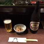 おかめ - ラガービールと付き出し　２０１７　５　１１