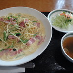 岩手県立久慈病院外来食堂 アールケージー - ベーコンとほうれん草のクリームパスタ　\650