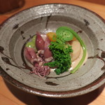 器楽亭 - 蛍烏賊と春野菜の胡麻汚し1
