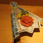 器楽亭 - 鱒と真子鰈 醤油と塩水で1