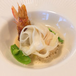 レストラン ラ・マーレ - 天使海老とホワイトアスパラガスのスープ仕立て