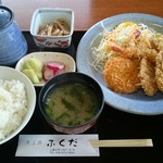 食工房ふくだ - ミックスフライ定食 800円