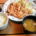 やよい軒 - 鶏もも一枚揚げ定食(にんにく)