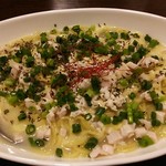 きんきち - バジル＆チーズ鶏白湯ラーメン。