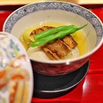 銀座 しのはら - 炊き合わせは穴子、新子芋、茄子