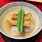 銀座 しのはら - 炊き合わせ：賀茂ナスと明石の穴子