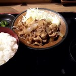 やきとりセンター - 豚の生姜焼き定食（大盛） 680円 2017/05/15