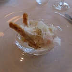 ホワイトアスパラガスと温度卵のパルミジャーノ風味