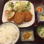 田舎三昧 とんぼ - ミックスフライ定食(750円)