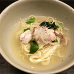白 - 5】福にゅうめん 七草の浸し(三輪そうめんと河豚 ふぐ出汁)(2017.１月下旬)