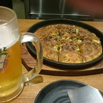 ねぎ焼 やまもと - ねぎ焼きとビール