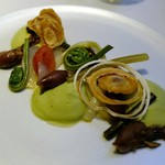 レストラン リューズ - 「ホタルイカコンフィ、空豆のエスプーマム」