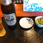 そば処 蘆花庵 - 瓶ビール(600）枝豆付き