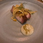 Maha - ③orange blossom glazed pork cutlet,fennel and pine nut