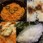 Kushiyadesukara - 情熱のナポリタン490円/おかかおにぎり200円