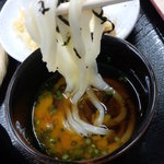 手打うどん くうかい - 第二エクスタシーの玉子つけうどん！チクワ天を付けても美味い！