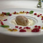 ラ ヴィオレッタ - 「アカシア蜂蜜パンナコッタ　ロイヤルミルクティーのジェラート添え」のアップ