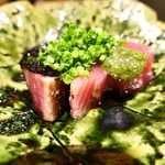 野嵯和 - 千葉産ケンケン鰹（焼きのりポン酢・紫蘇と梅のソース）