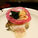 野嵯和 - オコゼ・レッドオニオン・青のり・干し椎茸・土佐酢