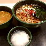 ゆで太郎 -  ・朝そば（おろし） 330円 + かき揚げ→わかめに変更 + カレールー（無料クーポン利用）