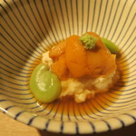 まる富 - 29年5月　生湯葉　海胆　皐月豆　鼈甲餡　山葵