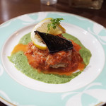 欧風バル・マザン - ハンバーグステーキ トマトとチーズのソース(980円)