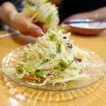 Fukunishiki - お疲れ様セットのサラダは先に搔き混ぜ後で頂く③