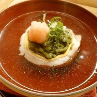 赤坂 菊乃井 - 新茶蒸し　甘鯛　茶蕎麦　新茶玉露　分葱　染めおろし
