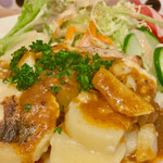 すざわ亭 - ポークソテーマスタードソース(デミ風味) じゃがいもグラタン添え定食(¥800)