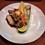 高鮨 - 水茄子・筍・唐芋の天麩羅　まじゃく・真蛸の唐揚