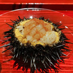 銀座 しのはら - うに、しま海老紹興酒漬け、酢飯