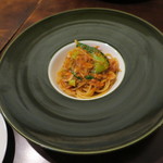 セルサルサーレ - 桜海老と醗酵シラス”ロザマリーナ” 青梗菜のアラビアータ カラスミがけ1