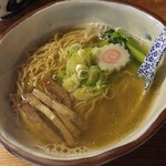 拉麺酒房 熊人 - 塩煮干拉麺・追い煮干しトリプル・粗挽き麺